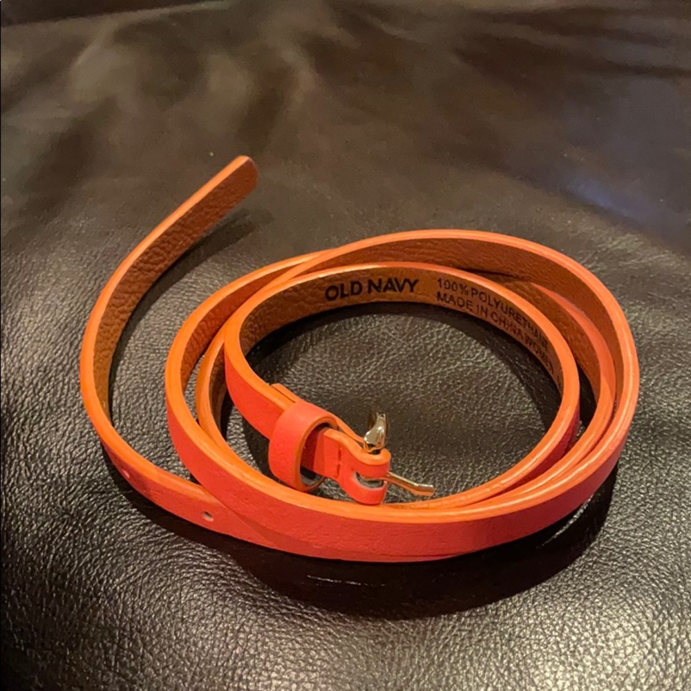 Coral and navy thin belts